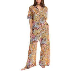 NWT Johnny Was SILK  Brooklyn Pajama Set Size Large 2 Piece Shirt Pant Set